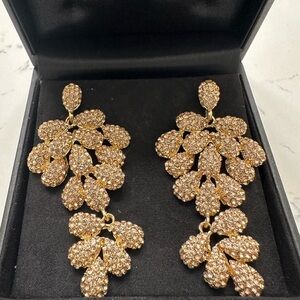 Laurence Coste Ganet Gold Chandelier Earrings with Crystal Embellishments